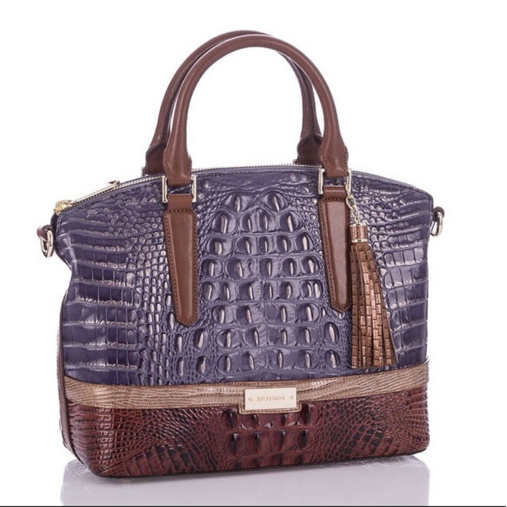SOLD Brahmin Duxbury Satchel Andesite Lucino Leather Blue & Pecan